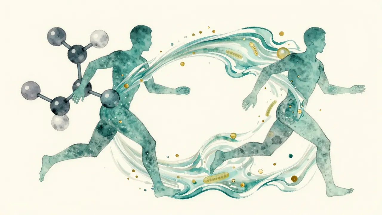 Japonský kreslený styl znázorňující extrakt mořské řasy nori, který obklopuje těla v pohybu jako živá tekutina.