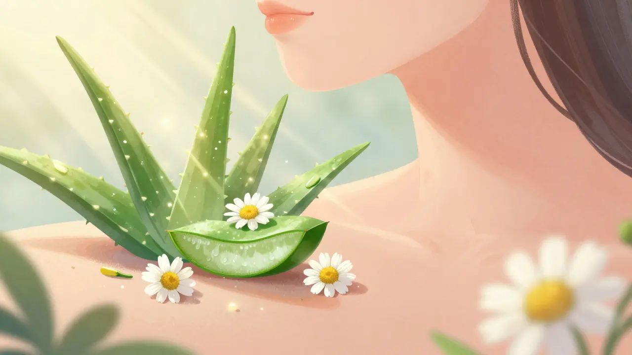 Abstraktní ilustrace péče o pokožku s bylinnými prvky